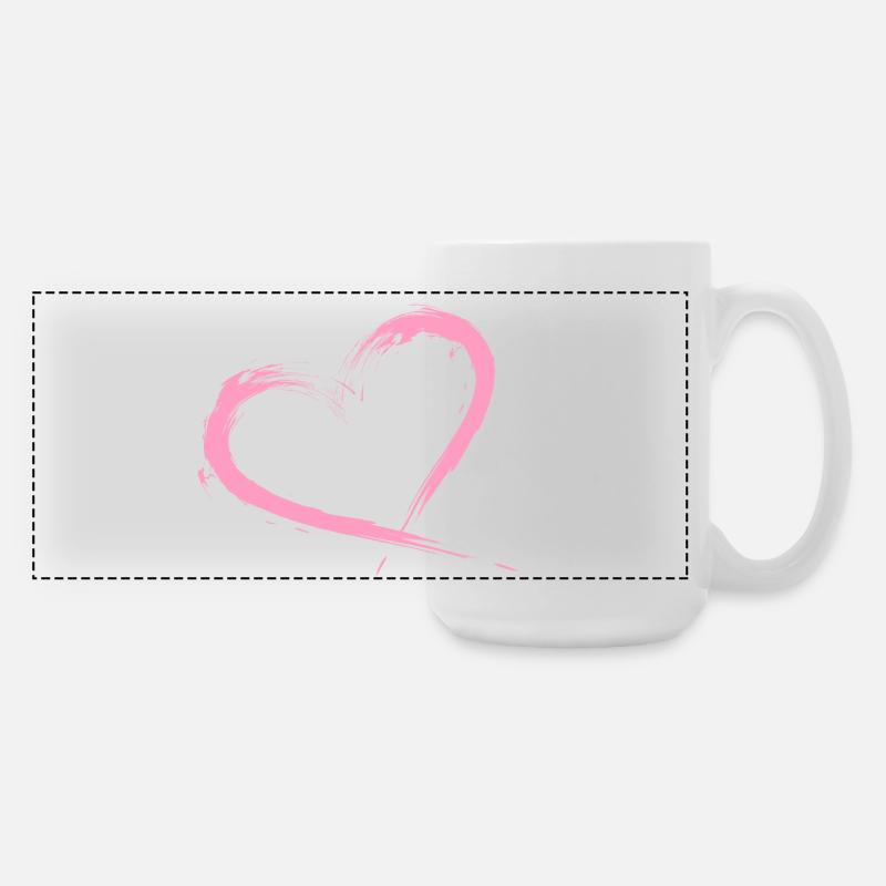 Heart brush pink vector graphic - Large Panoramic Mug 440 ml - white