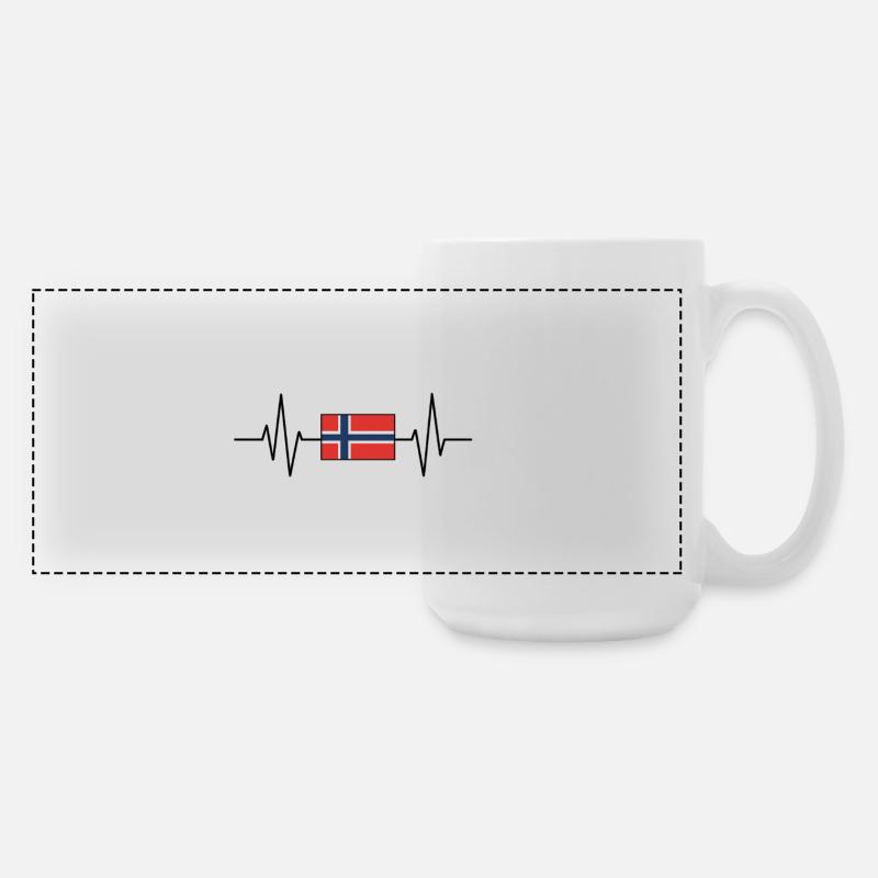 Norway Heartbeat Flag - Large Panoramic Mug 440 ml - white