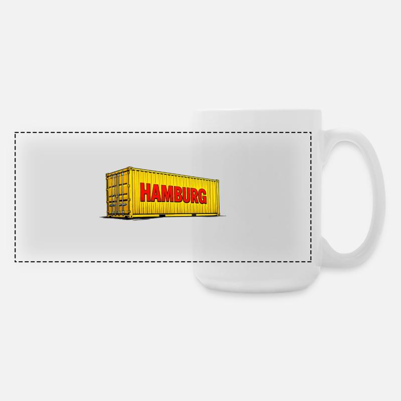 Hamburg Gelber Container Design - Große Panoramatasse 440 ml - Weiß