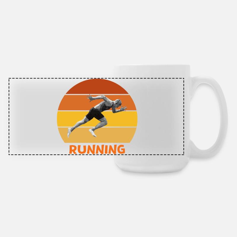 athletics, sprint, running - Large Panoramic Mug 440 ml - white
