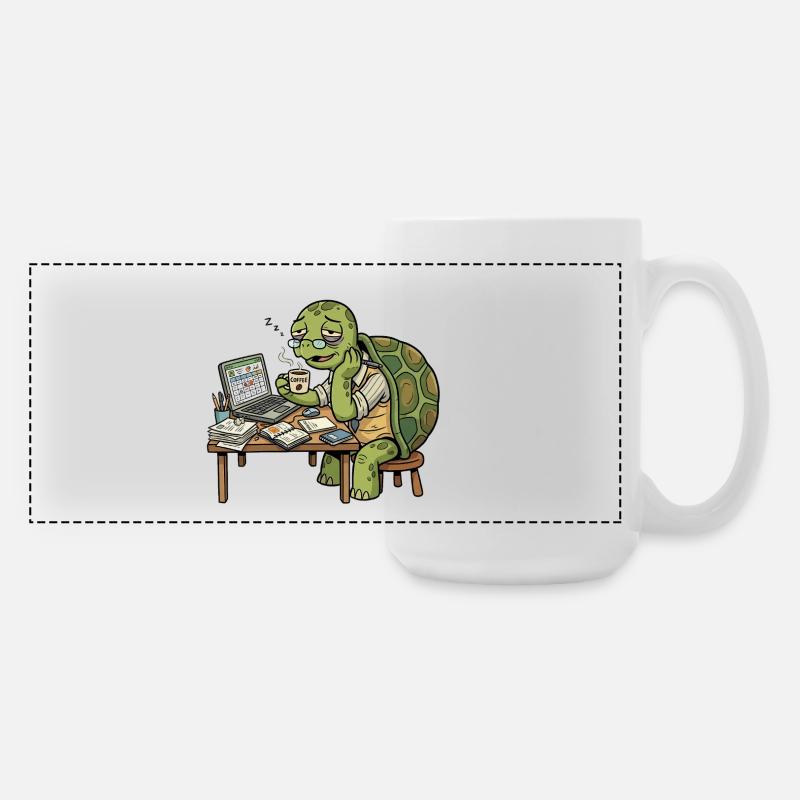 Monday Mood Turtle - Große Panoramatasse 440 ml - Weiß