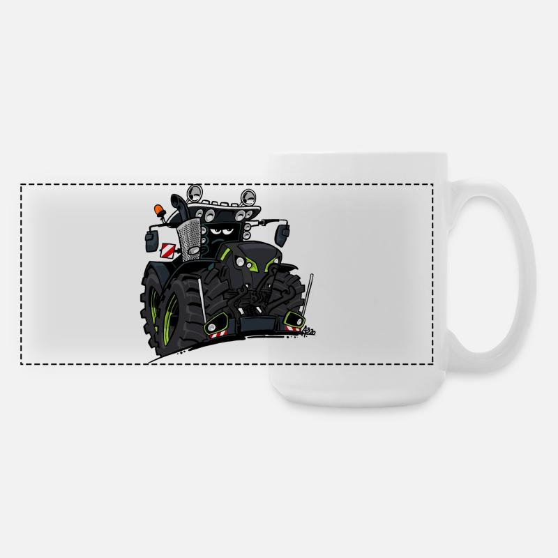 0927 C TRAKTOR SCHWARZ - Große Panoramatasse 440 ml - Weiß