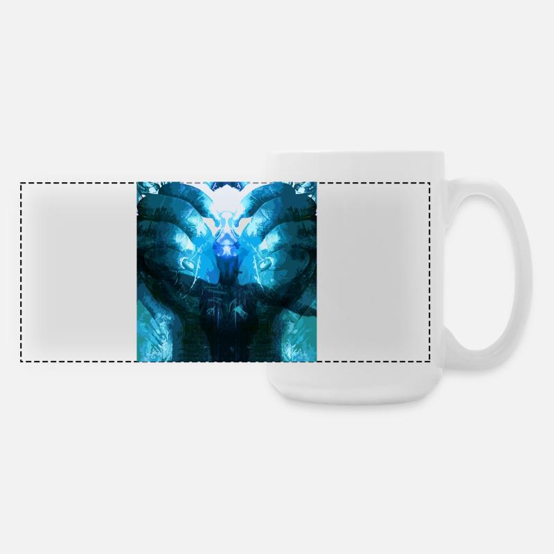 Reflective Deep Blue Creature - Large Panoramic Mug 440 ml - white