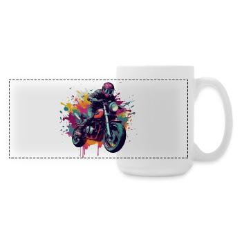 Moto avec tâche de couleur. - Grande tasse panoramique 440 ml - blanc - Droite
