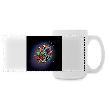 Musik, bunter Schlüssel mit Blättern - Große Panoramatasse 440 ml - Weiß - Rechts