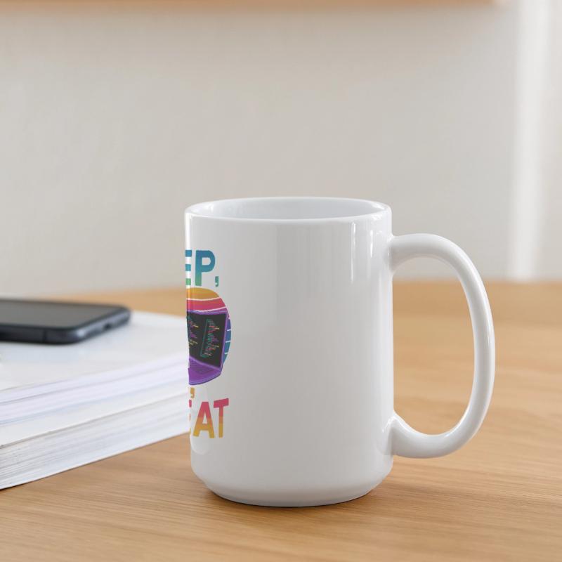 Sleep Eat Code Repeat Gift For Coder Large Panoramic Mug 440 ml