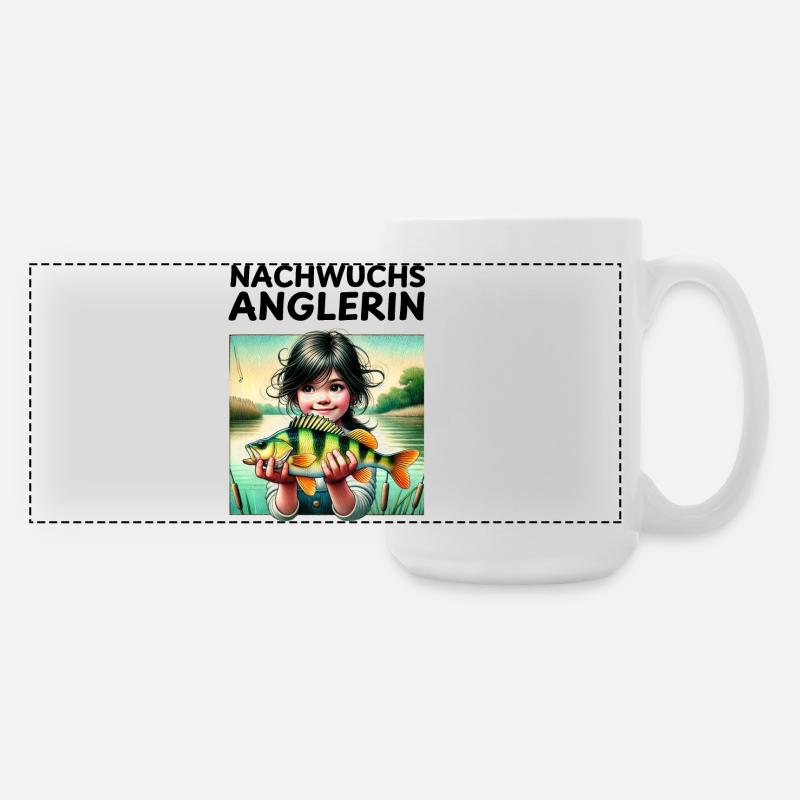 Nachwuchs Anglerin - Große Panoramatasse 440 ml - Weiß