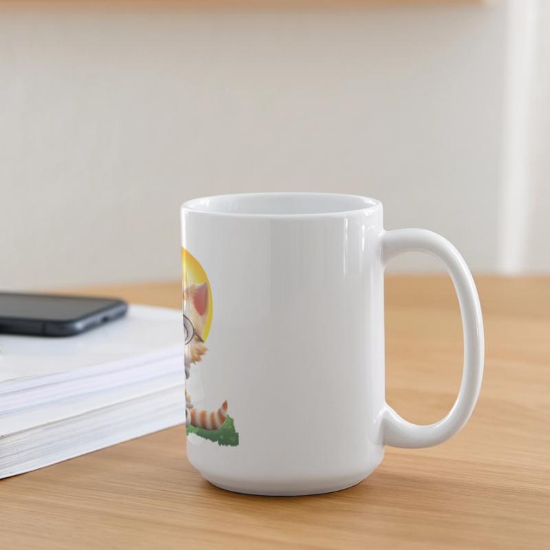 Smart Cat Sun Coder : Impression d’art pour ordinateur portable chaton Grande tasse panoramique 440 ml