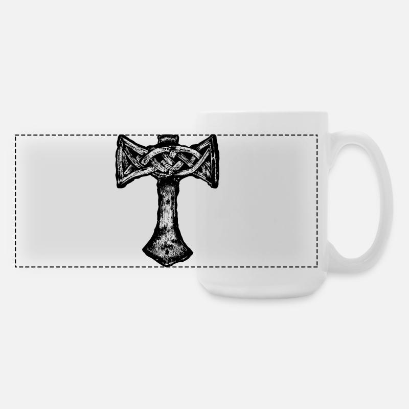 Mjöllnir vikingesymbol - Stor panoramakop 440 ml - hvid