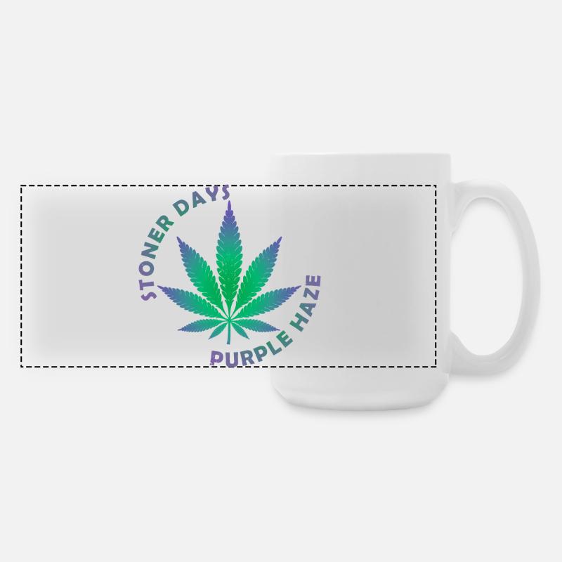 Stoner Days Cannabis Leaf Illustration - Large Panoramic Mug 440 ml - white