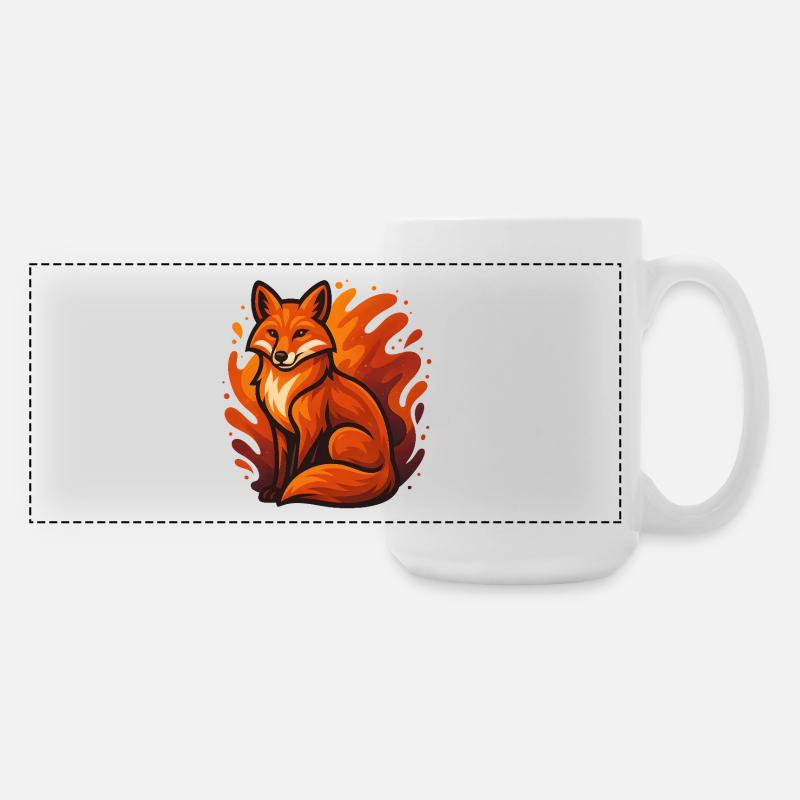 Flaming fox in graphic style - Large Panoramic Mug 440 ml - white
