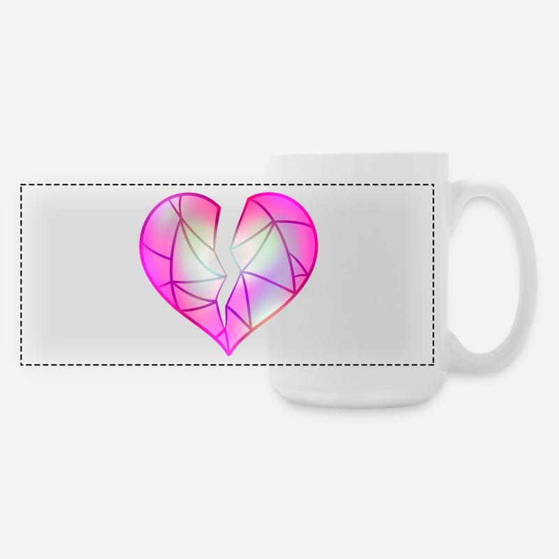 Broken Pink Heart - Large Panoramic Mug 440 ml - white