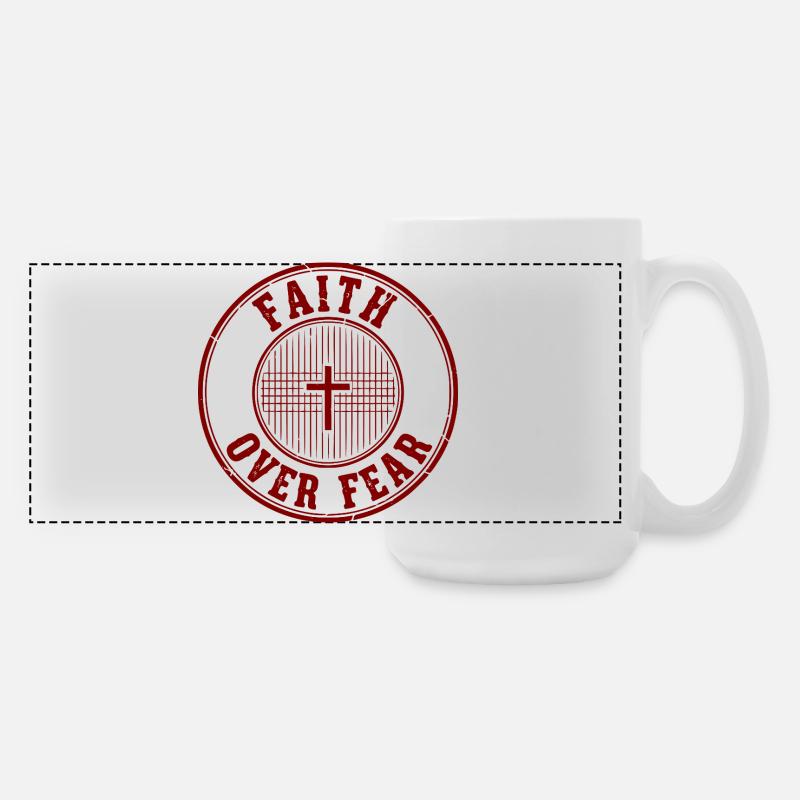 Faith Over Fear Emblem - Large Panoramic Mug 440 ml - white