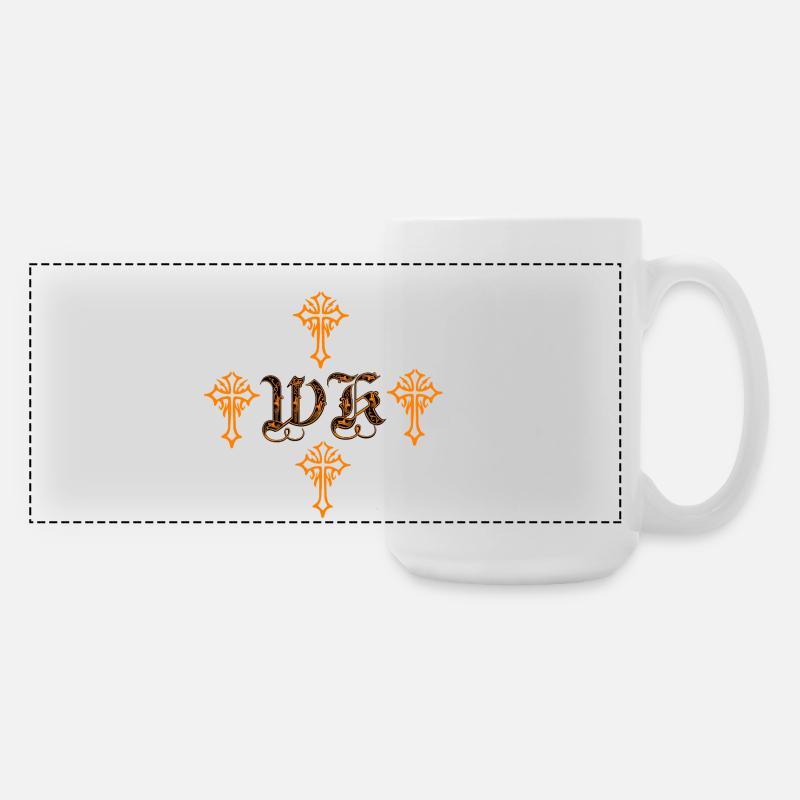 Orange Gothic Cross Ornament with initials - Large Panoramic Mug 440 ml - white