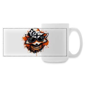 Cool fox with cap and sunglasses - Large Panoramic Mug 440 ml - white - Right