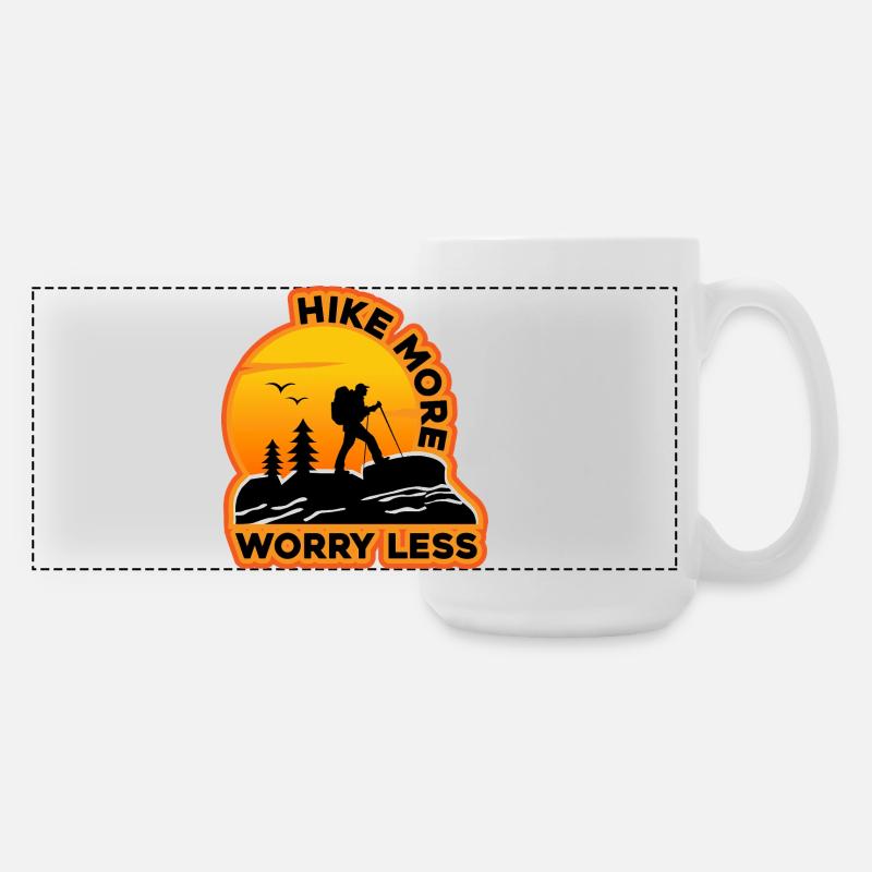 Hike More Worry Less - Large Panoramic Mug 440 ml - white