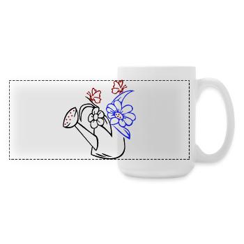 Watering Can with Flowers and Butterflies - Large Panoramic Mug 440 ml - white - Right