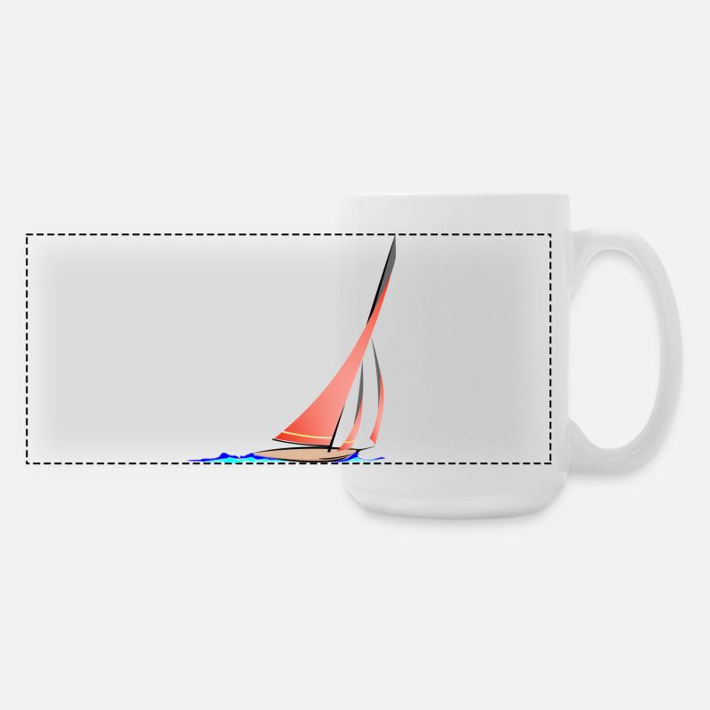sailboat speed - Large Panoramic Mug 440 ml - white