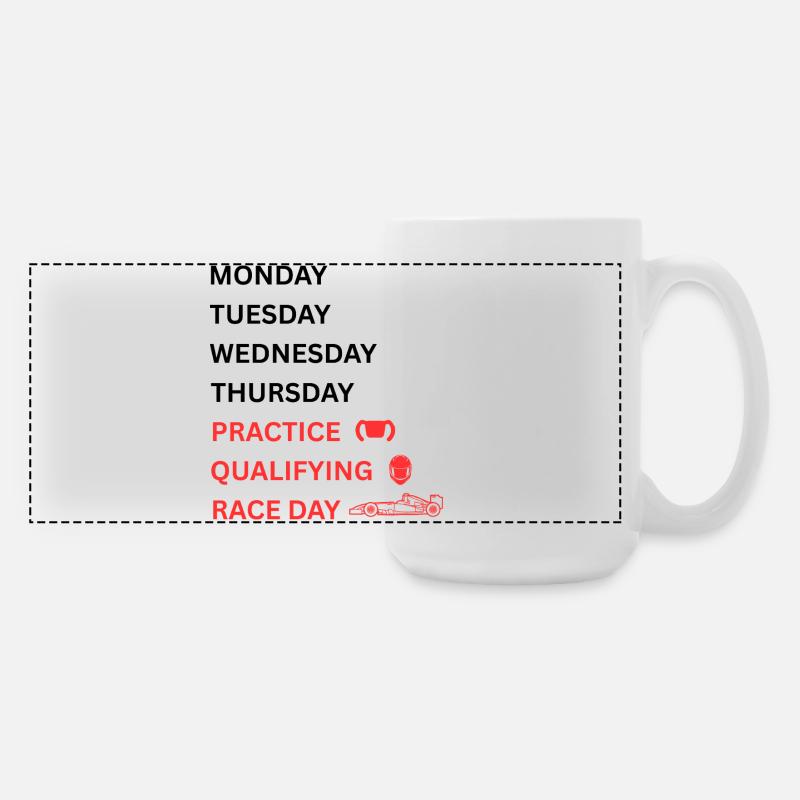 Rennpraxis Qualifying Race Day - Large Panoramic Mug 440 ml - white