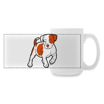 Orangener Hund Cartoon Muster - Große Panoramatasse 440 ml - Weiß - Rechts
