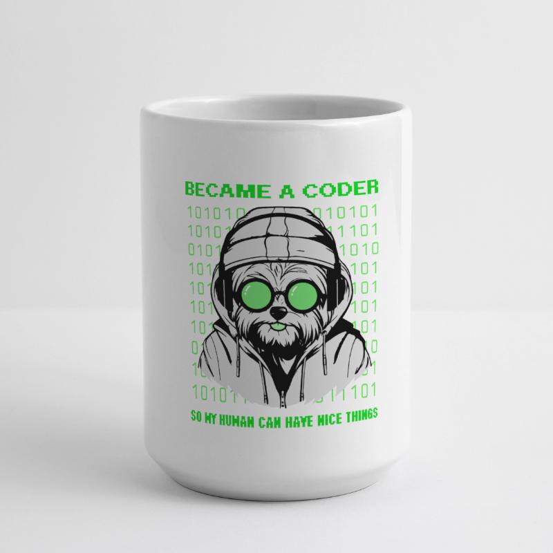 Became a Coder – Hacker Dog Binary Look Large Panoramic Mug 440 ml