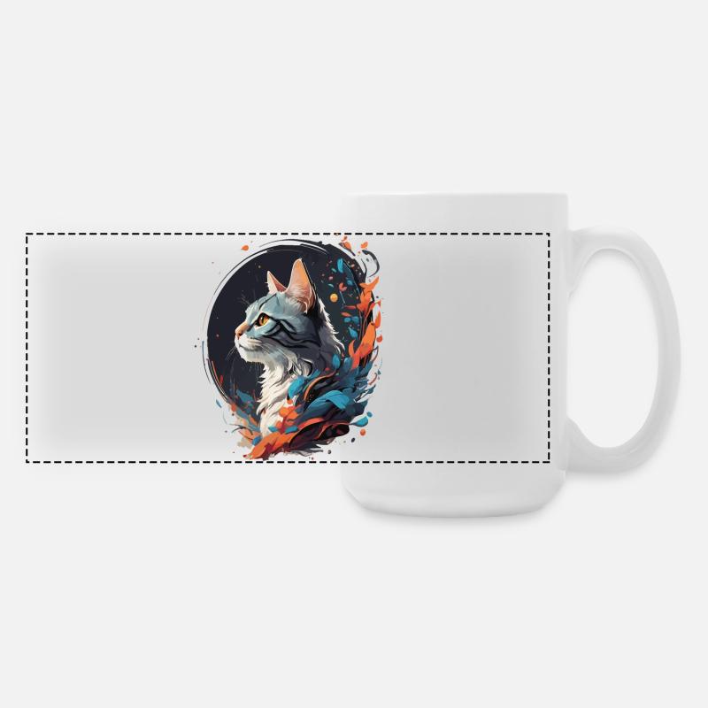 Bunte Katze - Große Panoramatasse 440 ml - Weiß