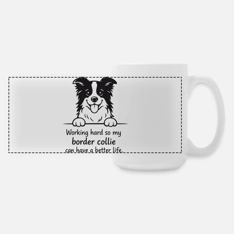 my border collie can have a better life - Large Panoramic Mug 440 ml - white
