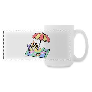 Beach Cat Pop Art Lounge Under Parasol - Large Panoramic Mug 440 ml - white - Right