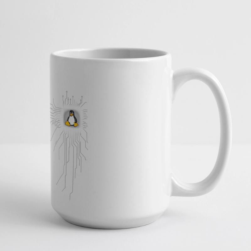 board Penguin Core Heart Computer pc Nerd program Large Panoramic Mug 440 ml