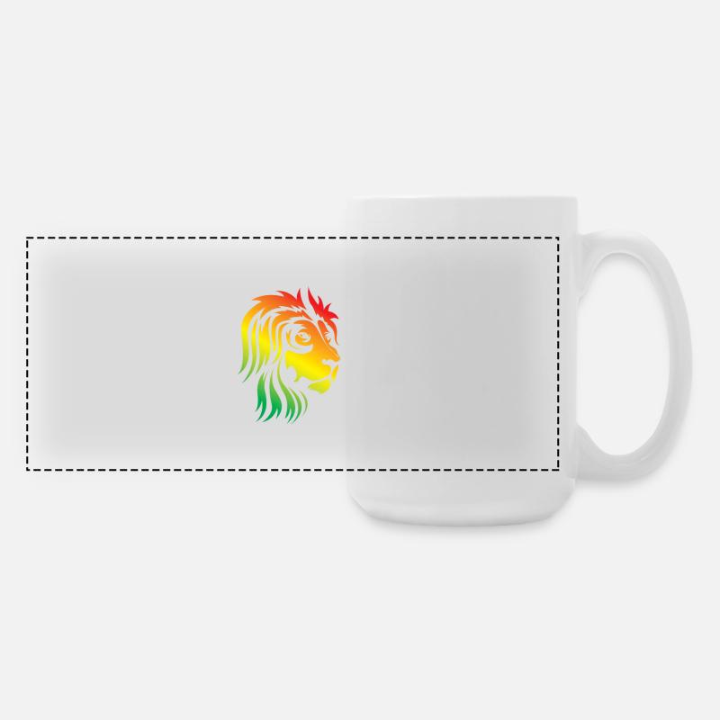 Regenbogenlöwe Kopf - Große Panoramatasse 440 ml - Weiß