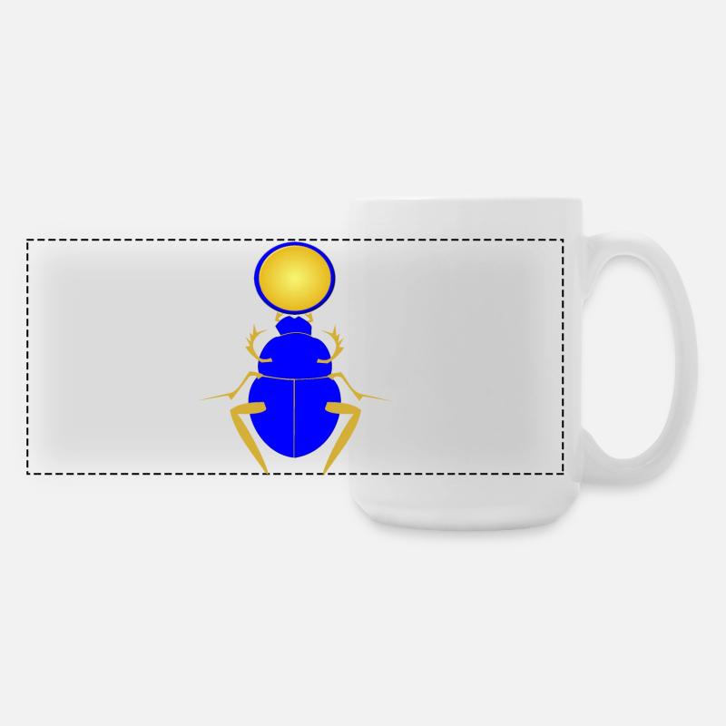 Ancient Egyptian Lapis Blue Scarab beetle and Aten - Large Panoramic Mug 440 ml - white