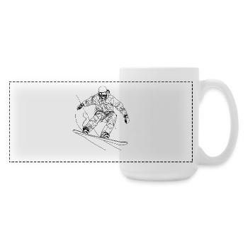 Dessin au trait du snowboarder - Grande tasse panoramique 440 ml - blanc - Droite