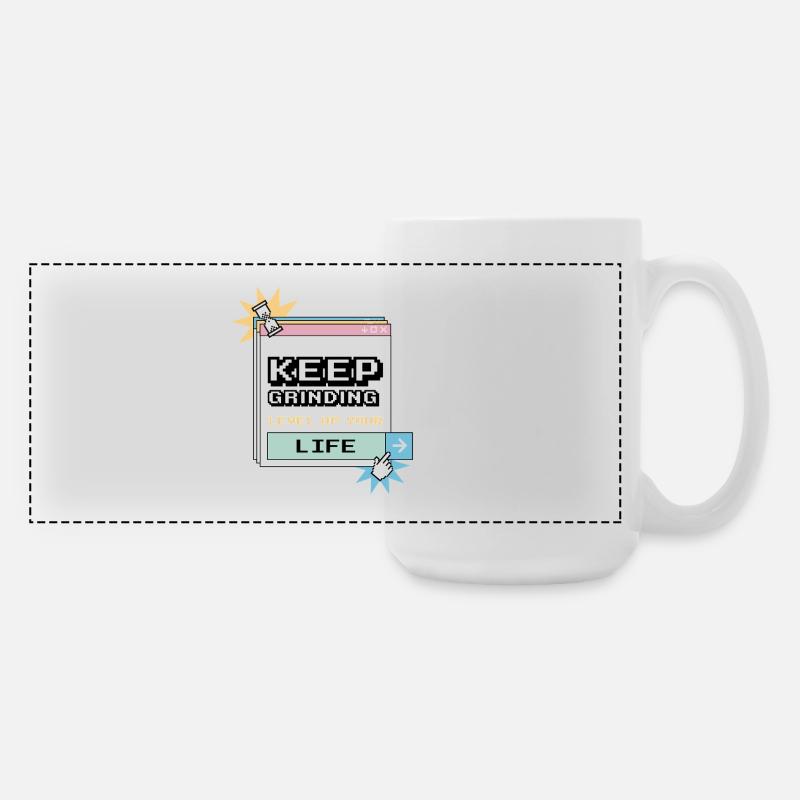 Keep Grinding Design Motivation et Objectifs - Grande tasse panoramique 440 ml - blanc