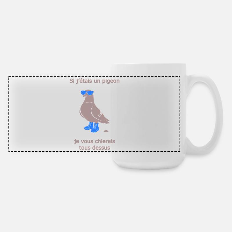 Provokative Pigeon Boots Hellblauer Humor - Große Panoramatasse 440 ml - Weiß