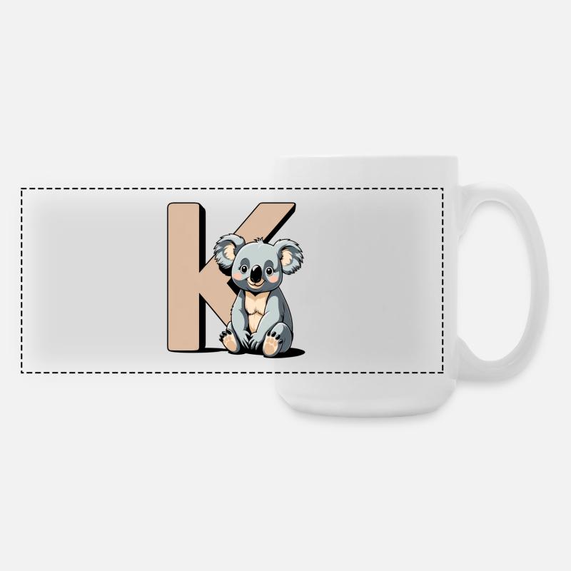 KoalaK Buchstabe Design - Große Panoramatasse 440 ml - Weiß