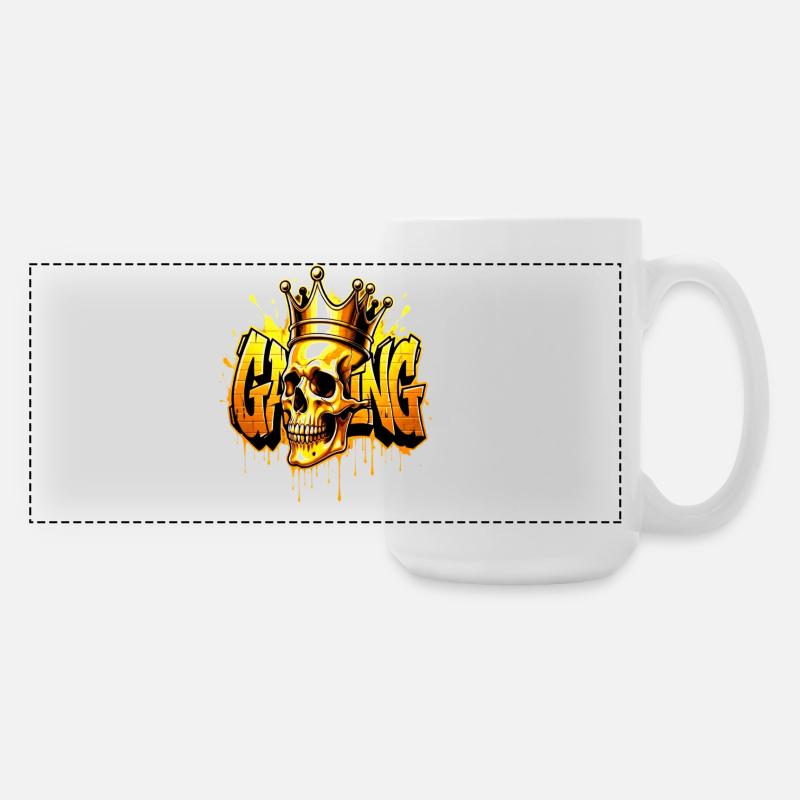 Graffiti Gaming Skull Gold - Große Panoramatasse 440 ml - Weiß
