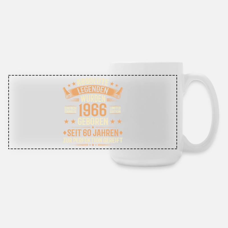 60th Birthday 1966 Legend Vintage Gift - Large Panoramic Mug 440 ml - white