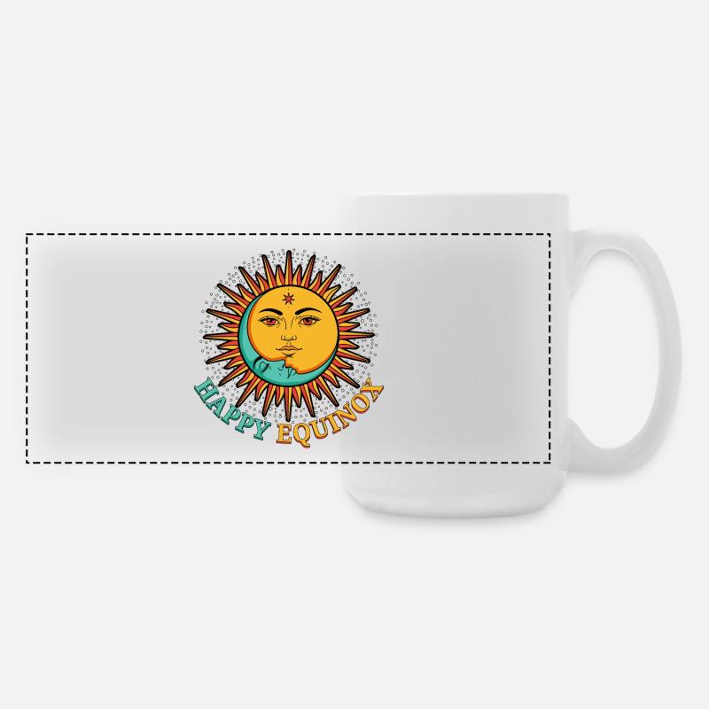 Happy Equinox Easter Ostara Moon Sun Spring - Large Panoramic Mug 440 ml - white