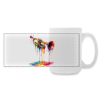 Trumpet with dripping paint - Large Panoramic Mug 440 ml - white - Right