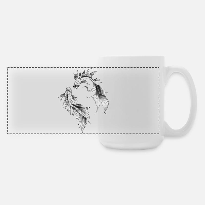 Voluptuous goldfish yin yang - Large Panoramic Mug 440 ml - white