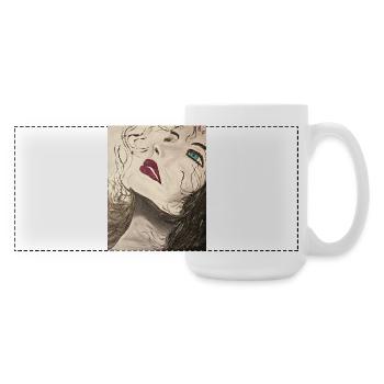 Expressionist Portrait with Blue Gaze - Large Panoramic Mug 440 ml - white - Right