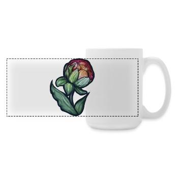 Aquarell Pfingstrosenblüte - Große Panoramatasse 440 ml - Weiß - Rechts