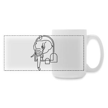 Éléphant en forme géométrique - Conception d’art au trait - Grande tasse panoramique 440 ml - blanc - Droite