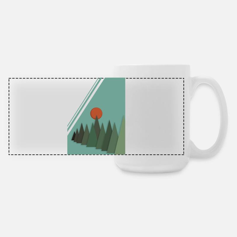 Abstrakte Berglandschaft mit roter Sonne - Große Panoramatasse 440 ml - Weiß