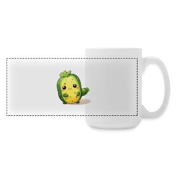 Tanzendes Kawaii Kaktus Gurken Männchen - Große Panoramatasse 440 ml - Weiß - Rechts