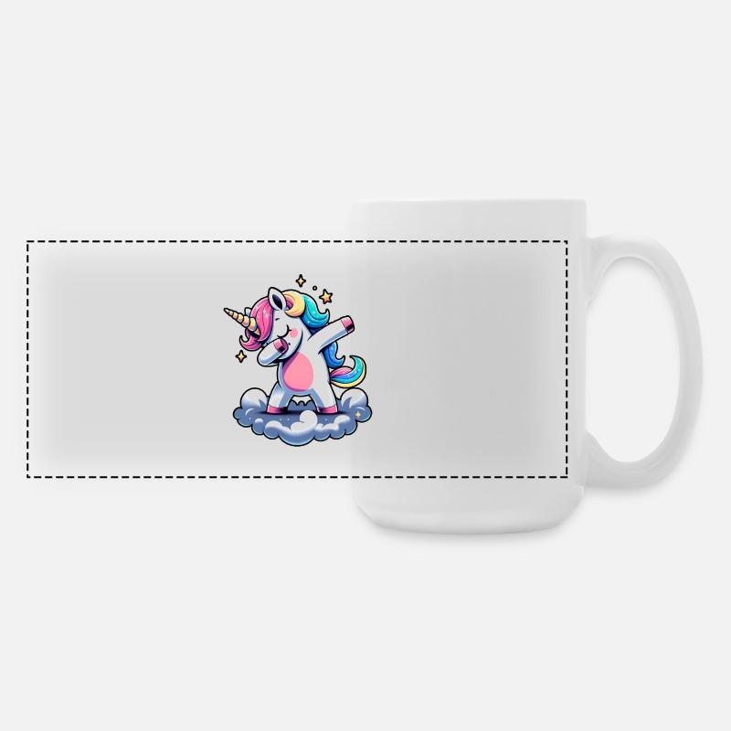 Rainbow Unicorn Dance - Large Panoramic Mug 440 ml - white