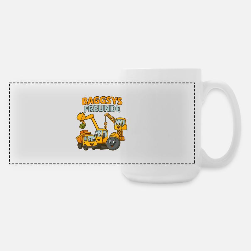 Baggsy Freunde Baugeräte Design - Große Panoramatasse 440 ml - Weiß