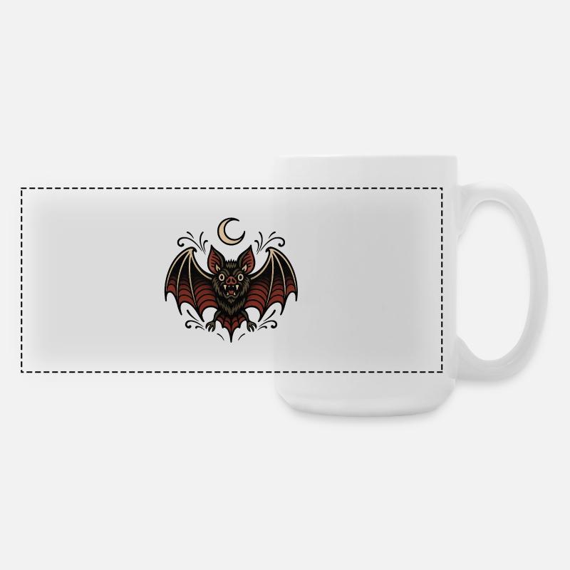 Moon Bat Night Magic - Large Panoramic Mug 440 ml - white