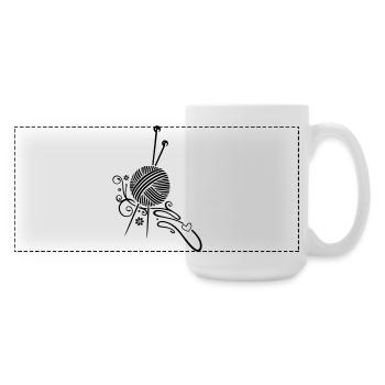 Knitting needles with wool and flowers. - Large Panoramic Mug 440 ml - white - Right