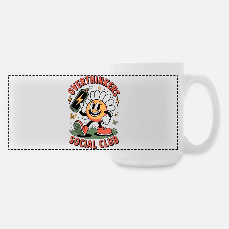 Overthinkers Social Club for Thinkers & Analysts - Large Panoramic Mug 440 ml - white